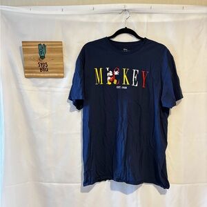 Disney Mickey Mouse Navy Tee with Colorful Letters